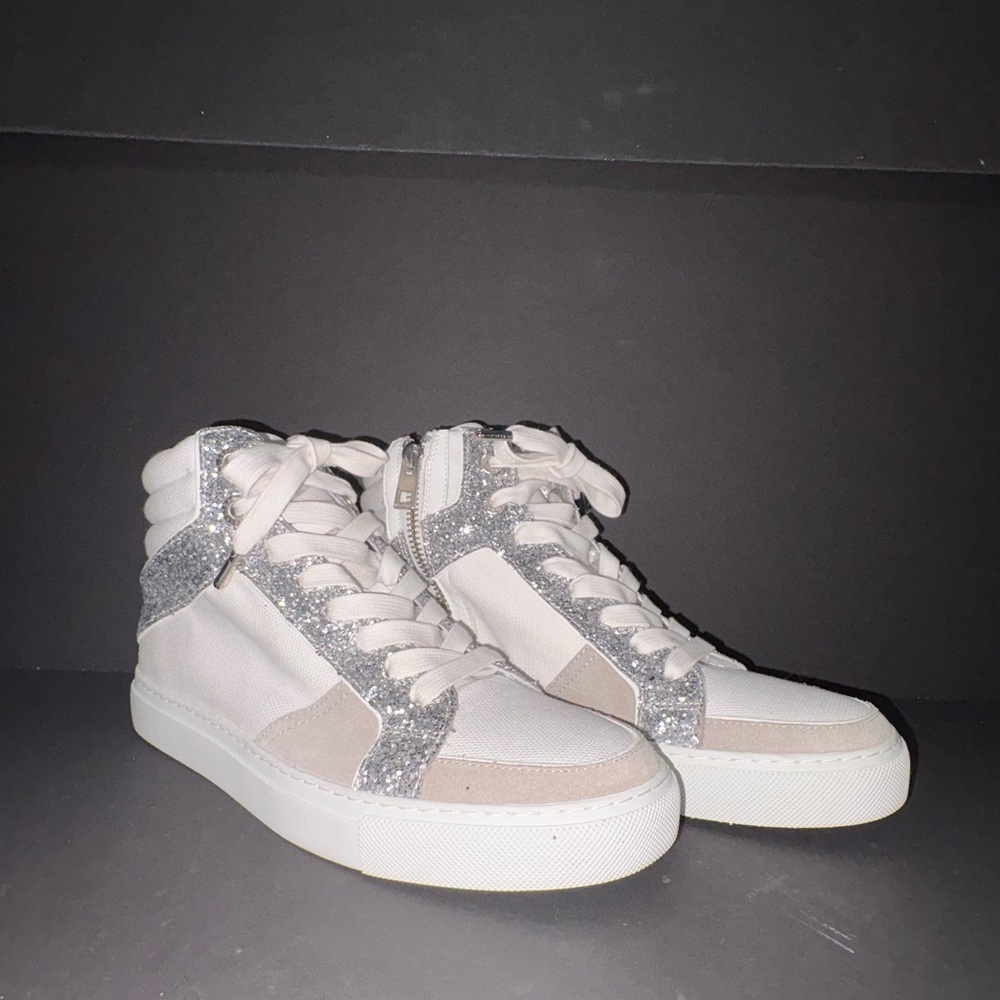 Zadig & Voltaire Silver and White High-Top Sneakers